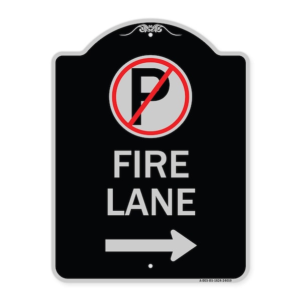Signmission Fire Lane No Parking and Right Arrow Heavy-Gauge Aluminum Sign, 24" x 18", BS-1824-24019 A-DES-BS-1824-24019 - main